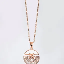 V FASHION JEWELLERY Rose Gold-Plated Artificial Stones Studded Pendant With Chain-picture-18