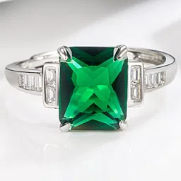 MYKI Silver-Plated CZ Studded Adjustable Finger Ring-picture-24