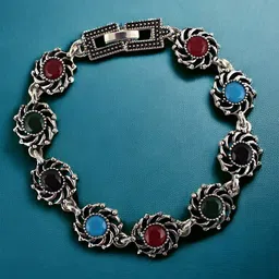 LUCKY JEWELLERY German Silver-Plated Oxidised Wraparound Bracelet-picture-24
