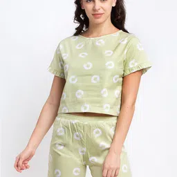 Boston Club Women Green & White Printed Night Suit-image-40