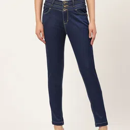 Xpose Women Navy Blue Slim Fit High-Rise Clean Look Stretchable Jeans-image-87