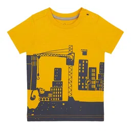 mothercare Boys Mustard Yellow Printed Round Neck Pure Cotton T-shirt-picture-16