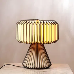 FIG Orilamp Off White & Black Textured Metal Cylindrical Shaped Table Lamp with Bulb-picture-42