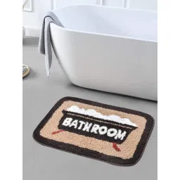 FABINALIV Brown Abstract Cotton Blend Anti Skid Bath Mat (60 x 40 cm) image 1
