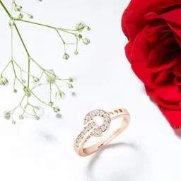 AMI Women Rose Gold-Plated & Cubic Zirconia Stone-Studded Finger Ring-image-56