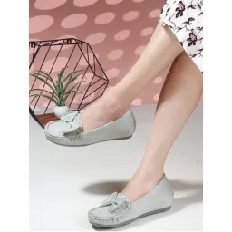 Carlton London Grey Textured Slip-On Women Loafers-picture-13