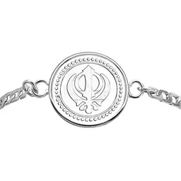 Pray Everyday Unisex Silver-Plated Nishant Saheb, Sikh Khanda Link Bracelet image 1