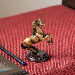 ExclusiveLane Gold-Toned & Brown The Headstrong Horse Hand-Etched Figurine Brass Showpiece-picture-32