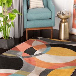 Safiya Carpet Mustard Abstract Hand-Tufted Woollen Carpets-picture-0