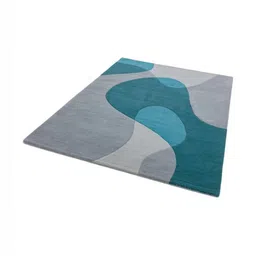Safiya Carpet Blue Abstract Hand-Tufted Woollen Carpets image 1