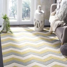 Safiya Carpet Yellow Geometric Hand-Tufted Woollen Carpets-picture-2