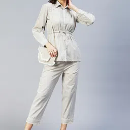 FASHOR Women Grey Embroidered Pure Cotton Co-Ords-picture-30