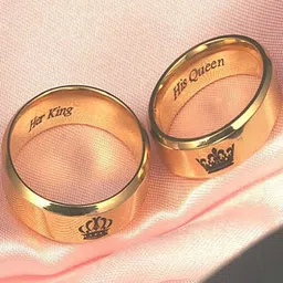 UNIVERSITY TRENDZ Pack Of 2 Gold-Plated Gold-Toned King/Queen Couple Finger Ring-picture-52