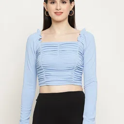BAESD Square Neck Ruched Crop Top-picture-23