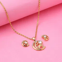 Estele Gold Plated Circlet Designer Pendant Set with Austrian Crystals-picture-10