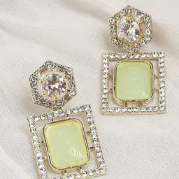 OOMPH American Diamond-Studded Contemporary Drop Earrings-picture-22