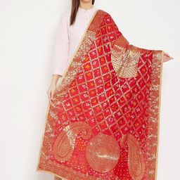 Clora Creation Red & Golden Woven Design Dupatta-picture-49
