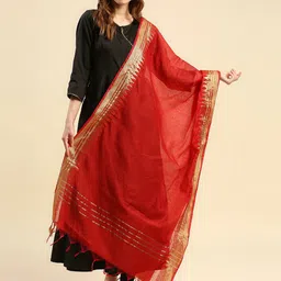 Dupatta Bazaar Red & Gold-Toned Woven Design Dupatta-picture-44