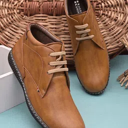 HERE&NOW Men Tan Lightweight Lace-Ups Derbys-image-52