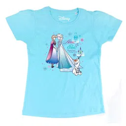 Frozen Girls Blue Frozen Printed Round Neck Pure Cotton T-shirt-image-56