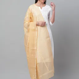 akheri Beige Chikankari Embroidered Cotton Dupatta-picture-16