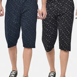 mack jonney VIMAL JONNEY Men Navy Blue Printed Regular Fit Shorts (Pack of 2)-picture-33