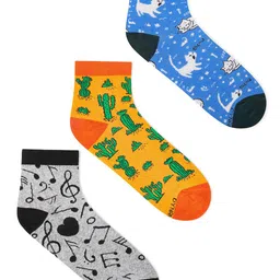 Dynamocks Unisex Pack Of 3 Patterned Ankle Length Socks-picture-24