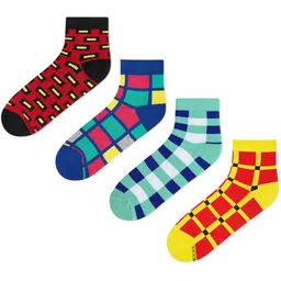 Dynamocks Pack Of 4 Patterned Ankle Length Socks-image-19