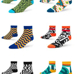 Dynamocks Pack Of 6 Printed Ankle Length Socks-image-4