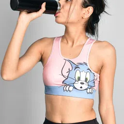Athlizur Pink & Grey Innocent Tom Racerback Sports Bra-picture-24