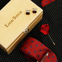 LOUIS STITCH Men Polka Italian Silk Necktie Accessory Gift Set-picture-33