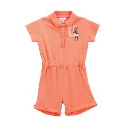 U.S. Polo Assn. Kids Girls Shirt Collar Pure Cotton Rompers-picture-35