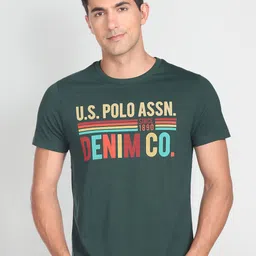 U.S. Polo Assn. Denim Co. Typography Printed Round Neck Pure Cotton Slim Fit T-shirt-picture-19