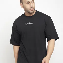 GRITSTONES Men Black Typography Printed Oversized Cotton T-shirt-picture-12