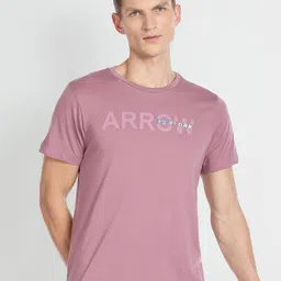 Arrow New York Typographic Printed Cotton T-Shirt image 1