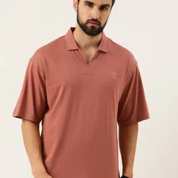 Maniac Men Pink Polo Collar Boxy Pure Cotton  T-shirt-picture-19