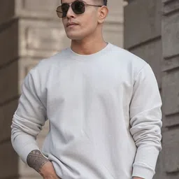 Powerlook Men Solid Round Neck Cotton Casual Sweatshirt-image-89