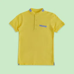 Pantaloons Junior Boys Yellow Solid Cotton T-shirt-image-76