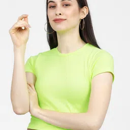 Tokyo Talkies Women Green T-shirt-image-48