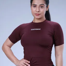 Coitonic Women Typography Printed Round Neck Slim Fit T-shirt-image-17