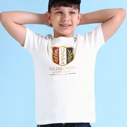 U.S. Polo Assn. Kids Boys Typography Printed Pure Cotton T-shirt image 1