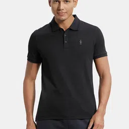 Jockey Men Black Solid Polo Collar Pure Cotton T-shirt-picture-48