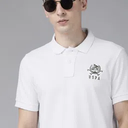 u.s. polo assn. U S Polo Assn Men White Polo Collar Pure Cotton T-shirt-picture-17