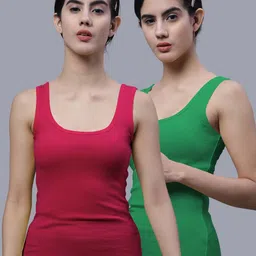 FBAR Pack Of 2 Skin Friendly Bio Wash Scoop Neck Sleeveless Cotton Tank Tops-picture-16