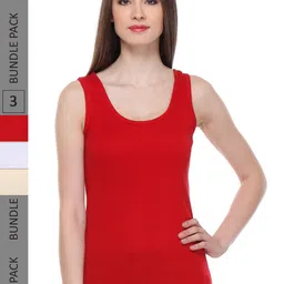 IndiWeaves Pack of 3 Pure Cotton Tank Tops-picture-13