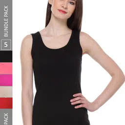 IndiWeaves Pack Of 5 Scoop Neck Soft Pure Cotton Tank Tops-picture-20