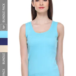 IndiWeaves Pack of 3 Pure Cotton Tank Tops-picture-27