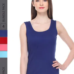 IndiWeaves Pack of 4 Pure Cotton Tank Tops-picture-30