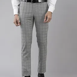 Blackberrys Men White & Black Checked B-91 Skinny Fit Formal Trousers-image-39