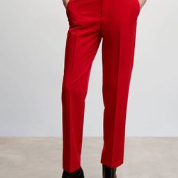 MANGO Women Straight Fit Solid Formal Trousers-picture-46